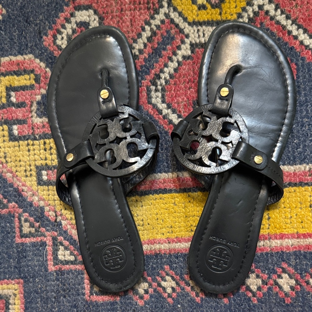 Tory Burch  Miller Black Leather Sandals
